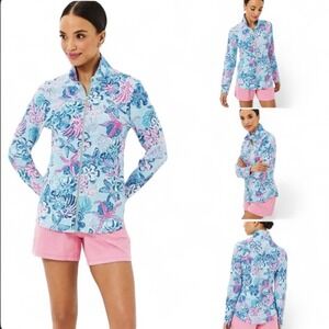 Lilly Pulitzer Womens Sz 2XL Leona Zip Up Jacket Multi Bahamas Beachcomber Print